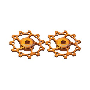 Jockey wheel, 10T gold, ceramic bearing (pair)