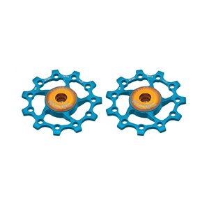 Jockey wheel, 10T blue, SS bearing (pair)