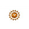 Asymmetrical jockey wheel, NW, LT, 12T, gold, SS bearing, narrow wide, long teeth, for 11S/12S, Shimano & Sram compatible