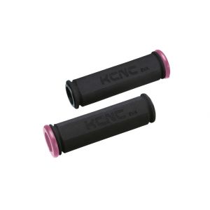 lock-on Handlebar grip, black with pink-bling-edition alloy lock ring