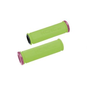 lock-on Handlebar grip, green with pink-bling-edition alloy lock ring