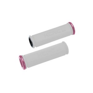 lock-on Handlebar grip, white with pink-bling-edition alloy lock ring