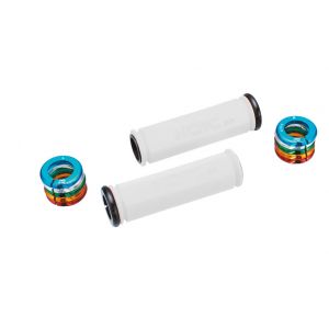 lock-on Handlebar grip, white with red alloy lock ring