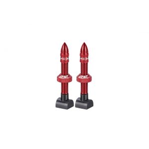 Aluminum tubeless valve Set, 50mm, Red, incl. anod. valve caps