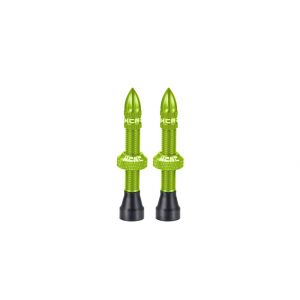 Aluminum tubeless valve Set, 50mm, ygreen, incl. anod. valve caps