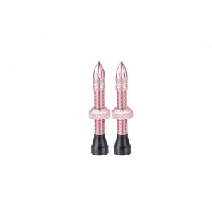 Aluminium tubeless valve set, pink, with valve anodized valve cap 