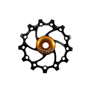 Jockey wheel, NW, LT, 14T, black, SS bearing, narrow wide, long teeth.