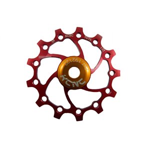 Jockey wheel, NW, LT, 16T, red, SS bearing, narrow wide, long teeth.